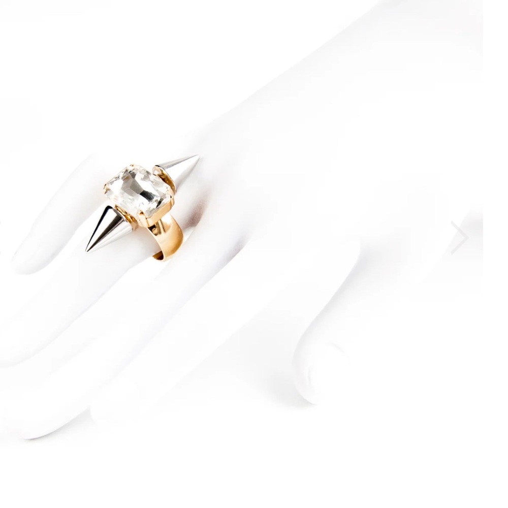 nOir Jewelry Gold and Silver Spike Crystal Ring
